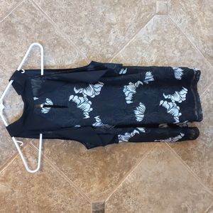 Thalia Sodi Black and White Flowered Lace Halter Blouse Size S